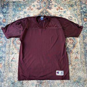Vintage 90s Champion Burgundy Blank Football Jersey Large